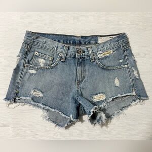 RAG & BONE Distressed Stud Pocket Jean Shorts 24 ~ Waist measures 28”